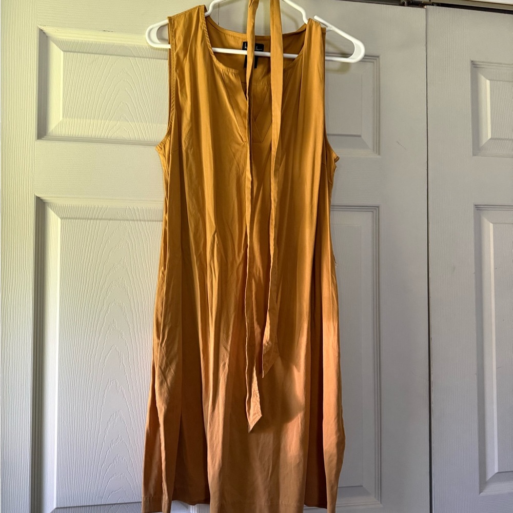 Sleeveless Tie-Neck Women's Dress in Mustard